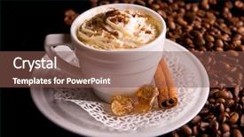  Presentation with coffee beans on a white - Beautiful PPT theme featuring coffee background and white cup backdrop and a  colored foreground