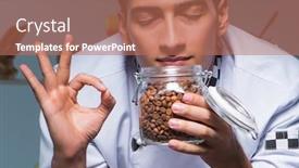  Presentation with coffee shop - Colorful PPT theme enhanced with coffee-barista-working-late backdrop and a coral colored foreground