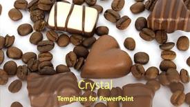  Presentation with coffee chocolate - Amazing slides having coffee beans and chocolate candies on white background backdrop and a tawny brown colored foreground