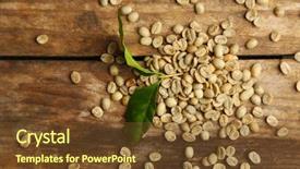  Presentation with green coffee beans - Slide set featuring coffee beans and green leaves background and a tawny brown colored foreground