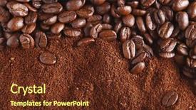  Presentation with sack of coffee beans - Beautiful presentation theme featuring coffee beans and ground perfect backdrop and a tawny brown colored foreground
