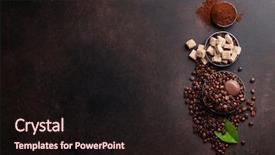  Presentation with coffee beans - Cool new PPT theme with coffee beans and ground powder backdrop and a wine colored foreground