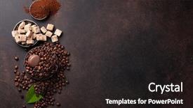  Presentation with coffee beans - Colorful slide set enhanced with coffee beans and ground powder backdrop and a dark gray colored foreground