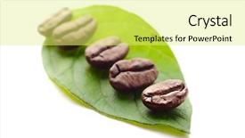  Presentation with coffee beans - Theme with coffee beans and leaf background and a yellow colored foreground