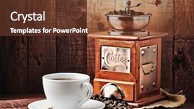  Presentation with red coffee bean - Beautiful presentation theme featuring coffee beans and old coffee backdrop and a tawny brown colored foreground