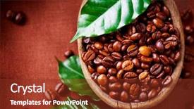  Presentation with coffee - PPT theme featuring coffee beans bowl of aromatic background and a  colored foreground