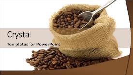  Presentation with ingredients brown sugar coffee beans - Slide set having coffee beans in a burlap background and a gold colored foreground