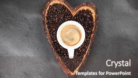  Presentation with coffee beans - Amazing slide deck having coffee beans in a heart backdrop and a  colored foreground