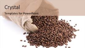  Presentation with coffee beans - Cool new PPT theme with coffee beans in burlap bag backdrop and a coral colored foreground