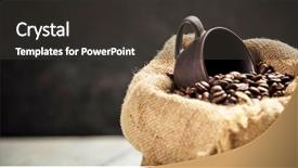  Presentation with coffee beans - Colorful presentation design enhanced with coffee beans in burlap sack backdrop and a dark gray colored foreground
