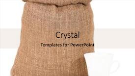  Presentation with coffee beans - Amazing PPT theme having coffee beans in burlap sack backdrop and a coral colored foreground