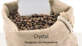  Presentation with price - PPT theme with coffee beans in burlap sack with a vintage price tag background and a coral colored foreground
