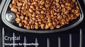  Presentation with coffee container - Slide deck enhanced with coffee-beans-in-coffeemaker-bean background and a wine colored foreground