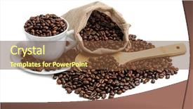  Presentation with coffee beans - PPT theme featuring coffee beans in jute sack background and a tawny brown colored foreground