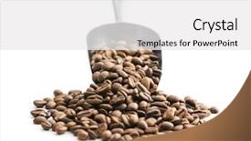  Presentation with coffee beans on a white - Beautiful presentation theme featuring coffee beans in metal scoop backdrop and a  colored foreground