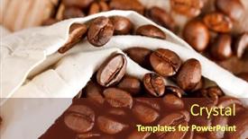 Presentation with beans - Presentation theme featuring coffee-beans-in-sack background and a tawny brown colored foreground