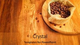  Presentation with coffee beans - PPT theme featuring coffee beans in sackcloth background and a gold colored foreground