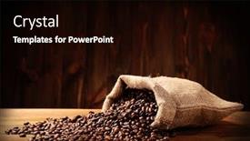  Presentation with sack of coffee beans - Cool new PPT theme with coffee-beans-in-sackcloth backdrop and a black colored foreground