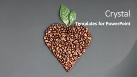  Presentation with shape heart - Presentation theme with coffee-beans-in-shape background and a gray colored foreground
