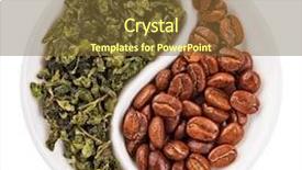  Presentation with green coffee beans - Amazing slide set having coffee beans in yin yang backdrop and a tawny brown colored foreground
