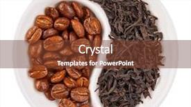  Presentation with black tea - PPT theme featuring coffee beans in yin yang background and a tawny brown colored foreground
