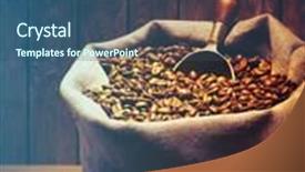 Presentation with effect - Cool new slide deck with coffee beans on burlap sack with metal scoop filtered image cool cross processed vintage effect backdrop and a ocean colored foreground