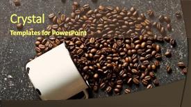  Presentation with coffe - Presentation theme enhanced with coffee beans on old table background and a  colored foreground