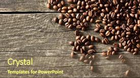  Presentation with old wooden table food - Amazing PPT theme having coffee beans on old wooden backdrop and a violet colored foreground