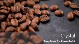  Presentation with coffee beans - PPT layouts having coffee-beans-on-the-wooden background and a dark gray colored foreground