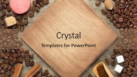  Presentation with coffee borders - PPT layouts consisting of coffee beans on wooden background background and a coral colored foreground