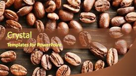  Presentation with sack of coffee beans - Slides featuring coffee beans on wooden background background and a  colored foreground