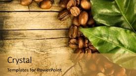  Presentation with coffee borders - Colorful PPT layouts enhanced with coffee beans over wood background backdrop and a yellow colored foreground
