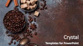  Presentation with coffee beans - PPT theme consisting of coffee beans sugar and spices background and a tawny brown colored foreground