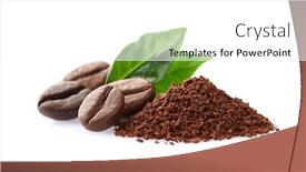  Presentation with coffee beans on a white - PPT theme enhanced with coffee-beans-with-coffee-powder background and a white colored foreground