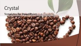  Presentation with beans - Audience pleasing PPT theme consisting of coffee beans with leaves isolated backdrop and a lemonade colored foreground