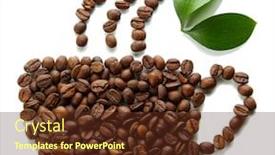  Presentation with coffee beans - Presentation design featuring coffee-beans-with-leaves-isolated background and a tawny brown colored foreground