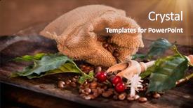  Presentation with coffee beans - Beautiful theme featuring grow up - coffee beans with real coffee backdrop and a red colored foreground