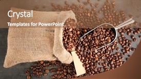  Presentation with coffee beans - PPT layouts featuring coffee beans with scoop background and a coral colored foreground