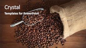  Presentation with coffe - Theme having coffee beans with scoop background and a wine colored foreground