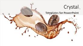  Presentation with coffe - Colorful slides enhanced with coffee beans with splash isolated backdrop and a light gray colored foreground