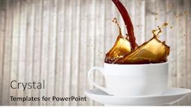  Presentation with wood panel - PPT theme with coffee being poured into white cup against blurry wood panel background and a light gray colored foreground