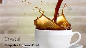  Presentation with wood panel - Slide set consisting of coffee being poured into white cup against blurry wood panel background and a light gray colored foreground