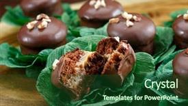  Presentation with chocolate chip cookie - Slide deck with coffee brazil - brazilian honey cookie with chocolate background and a forest green colored foreground