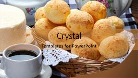  Presentation with blueberry bread - Theme enhanced with coffee brazil - brazilian snack cheese bread background and a gold colored foreground