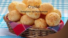  Presentation with snack - Audience pleasing PPT theme consisting of coffee brazil - brazilian snack cheese bread backdrop and a yellow colored foreground