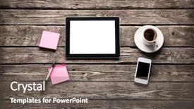  Presentation with wooden desk cup - Colorful presentation design enhanced with coffee break with web backdrop and a gray colored foreground