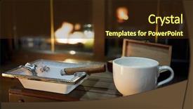  Presentation with veranda - Audience pleasing presentation design consisting of coffee burning cigar on ashtray backdrop and a tawny brown colored foreground