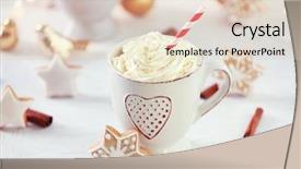  Presentation with cookies christmas - Cool new PPT theme with cup of cappuccino and christmas backdrop and a lemonade colored foreground