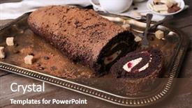  Presentation with coffee chocolate - Slide deck enhanced with coffee cakes - chocolate roll with cream background and a tawny brown colored foreground