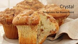  Presentation with muffins - Beautiful presentation design featuring cupcakes coffee - freshly baked cinnamon muffins backdrop and a coral colored foreground